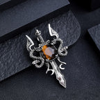 Olivenorma Natural Stone Flying Dragon Sword Pendant Necklace