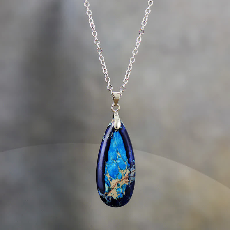 Olivenorma Natural Color Emperor Stone Water Drop Pendant Necklace