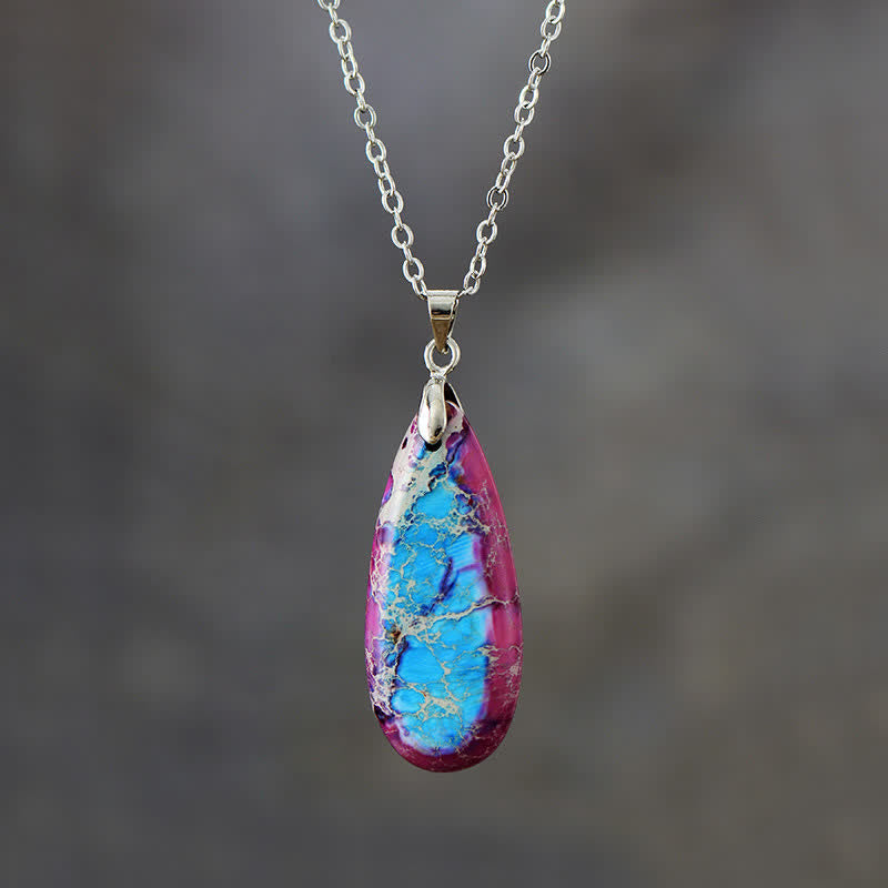 Olivenorma Natural Color Emperor Stone Water Drop Pendant Necklace
