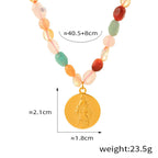 Olivenorma Colored Natural Stone Titanium Steel Necklace