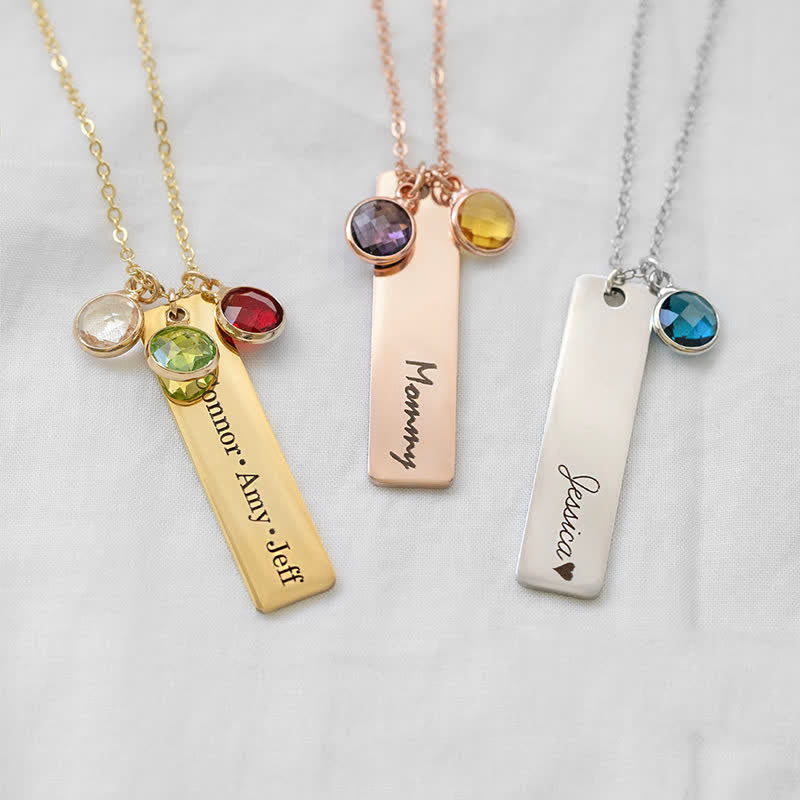 Olivenorma Personalized Birth Flower & Birthstone with Name Jewelry Necklace