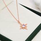 Olivenorma Moonstone White Zircon Eight Pointed Star Pendant Necklace
