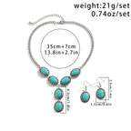Olivenorma Natural Turquoise Exaggerated Long Pendant Necklace Set