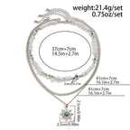 Olivenorma Turquoise Freshwater Pearl Evil Eye Necklace Set