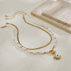 Olivenorma Turquoise Freshwater Pearl Evil Eye Necklace Set