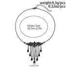 Olivenorma Obsidian Gothic Bat Pendant Necklace Set