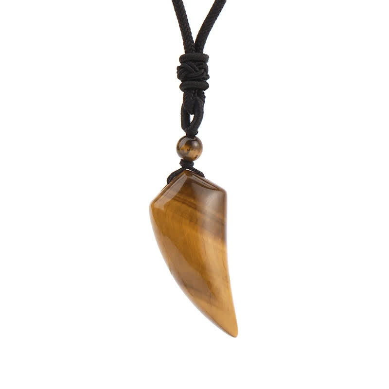 Olivenorma Natural Stone Cut Wolf Tooth Shape Pendant Necklace