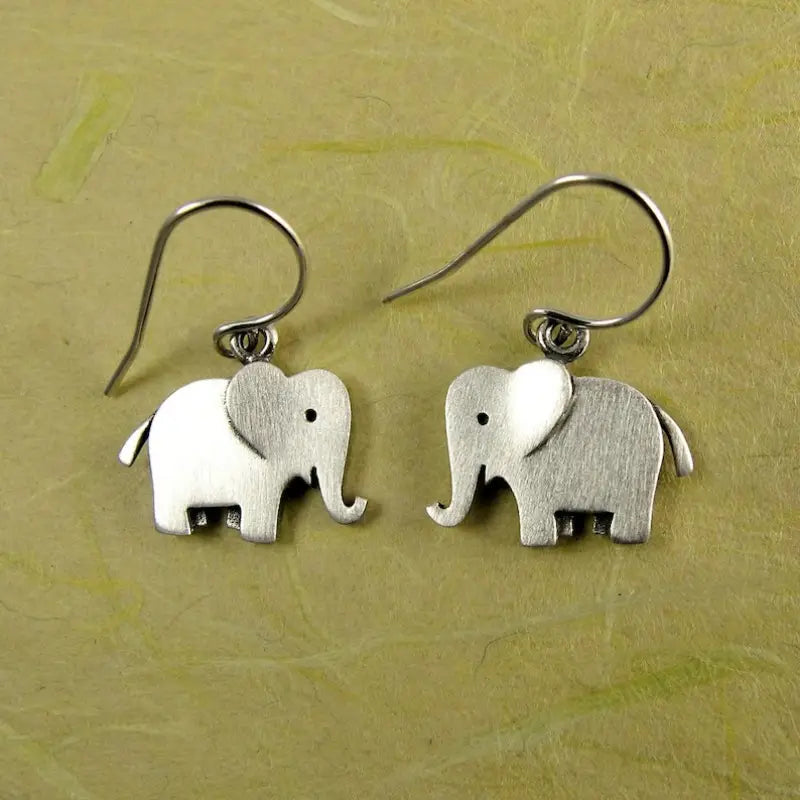 Silvered Elephant Earrings
