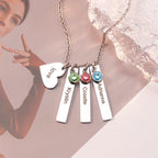 Olivenorma Stainless Steel Heart Square Birthstone Pendant Necklace