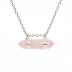 Olivenorma Natural Crystal Double Pointed Column Pendant Necklace