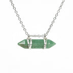 Olivenorma Natural Crystal Double Pointed Column Pendant Necklace