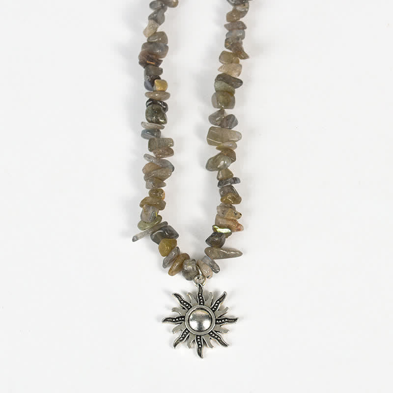 Olivenorma Natural Gravel Beads Sun Moon Pearl Pendant Necklace