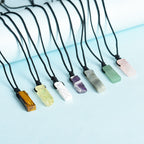 Olivenorma Natural Crystal Column Pendant Braided Knot Necklace