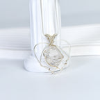 Olivenorma Herkimer Diamond Handwound Silver Wire Heart Pendant Necklace