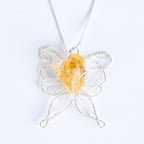 Olivenorma Natural Crystal Handwound Silver Wire Butterfly Pendant Necklace