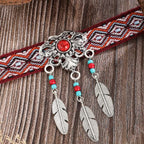 Olivenorma Cotton Rope Braided Bohemia Strap Turquoise Pendant Necklace