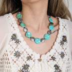 Olivenorma Retro Exaggerated Bohemia Turquoise Alloy Necklace