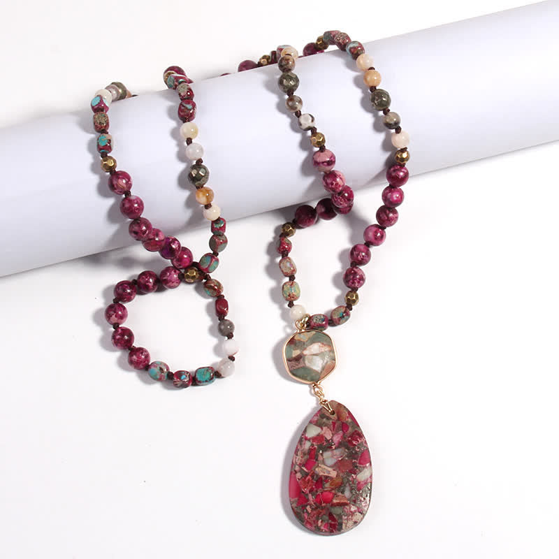 Olivenorma Natural Multicolor Emperor Stone Drop Pendant Necklace