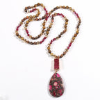 Olivenorma Emperor Stone Beads Crystal Cluster Drop Pendant Necklace