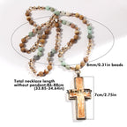 Olivenorma Natural Stone Beads Resin Cross Pendant Necklace