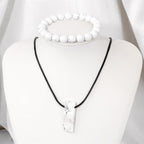 Olivenorma Natural Stone Pendant Necklace Beaded Bracelet Jewelry Set