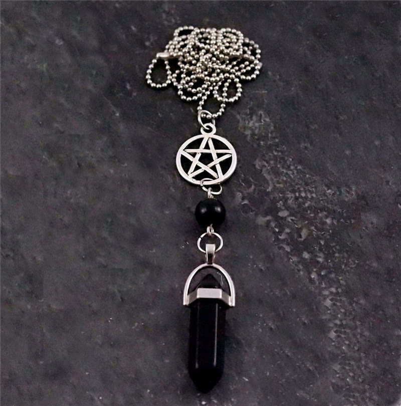 Olivenorma Triple Moon Pentagram Lapis Lazuli Healing Necklace