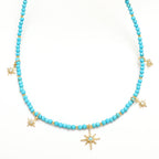 Olivenorma Boho Style Zircon Blue Gemstone Beaded Necklace