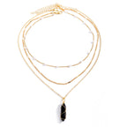 Olivenorma Natural Gemstone Prism Charm Stacked Necklace