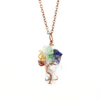 Olivenorma Rectangular Natural Stone Chakra Pendant Necklace