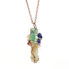 Olivenorma Rectangular Natural Stone Chakra Pendant Necklace