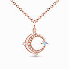 Olivenorma Crescent Moon Charm Natural Moonstone Necklace