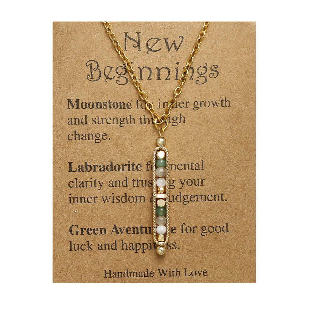 Olivenorma Functional Healing Natural Stone Pea Pendant Necklace