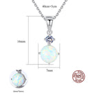 Olivenorma 925 Sterling Silver Round Opal Charm Necklace
