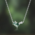 Olivenorma Natural Moss Agate Rectangular Geometric Pendant Necklace