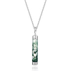 Olivenorma Natural Moss Agate Cylindrical Pendant Necklace