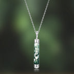Olivenorma Natural Moss Agate Cylindrical Pendant Necklace