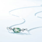 Olivenorma Natural Moss Agate Cut Hexagon Pendant Necklace