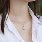 Olivenorma Moss Agate White Zircon Hexagon Pendant Necklace