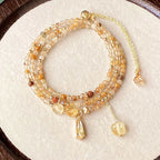 Olivenorma Citrine Gold Rutilated Quartz Beads Bracelet Necklace