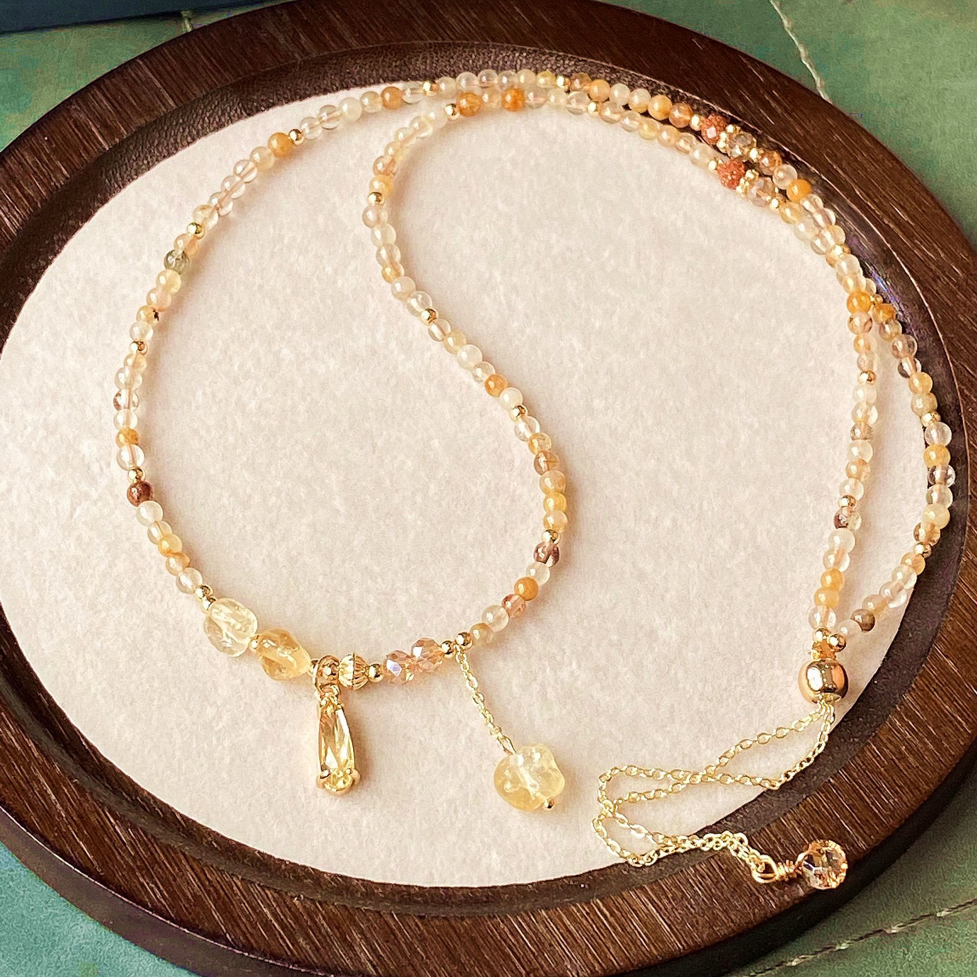 Olivenorma Citrine Gold Rutilated Quartz Beads Bracelet Necklace