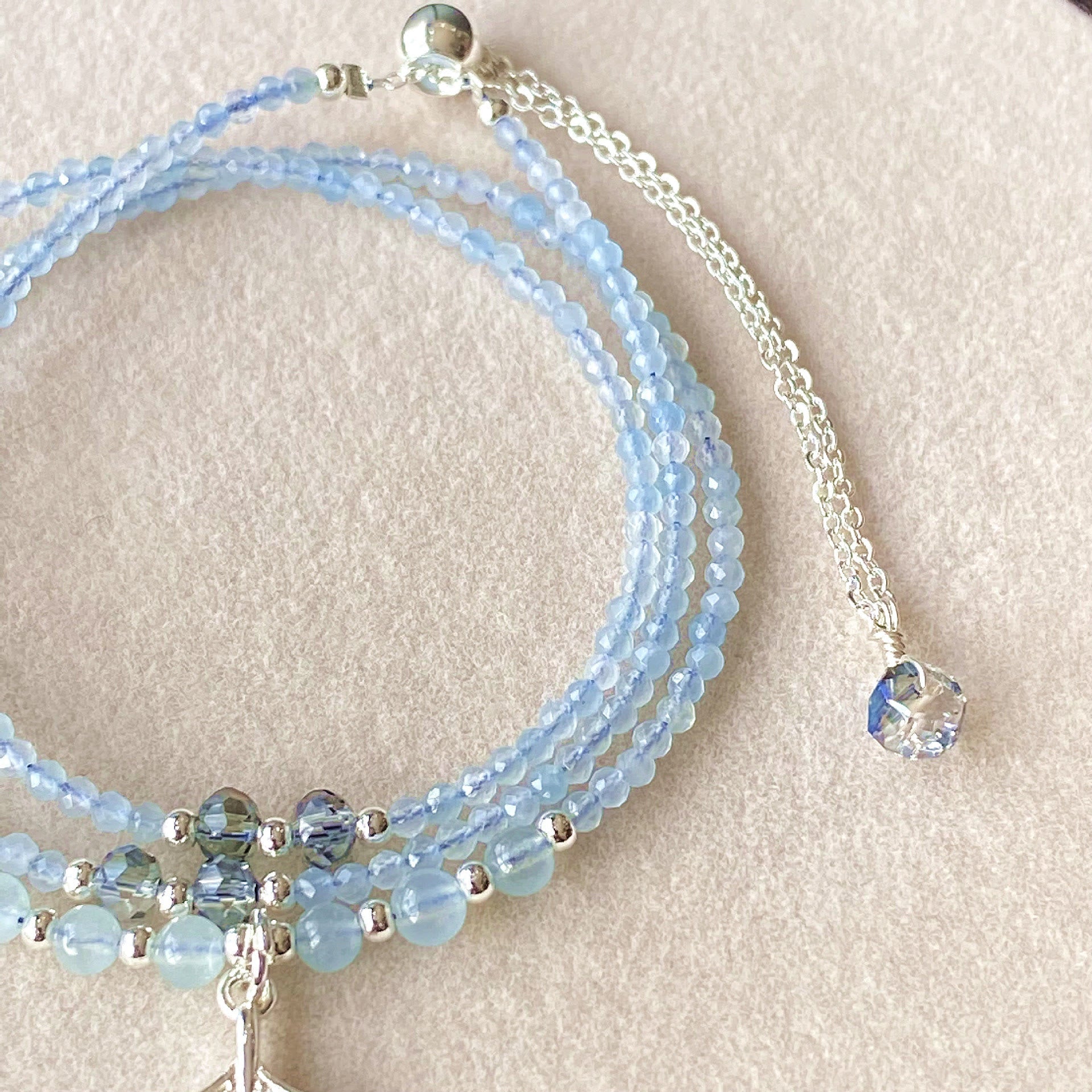 Olivenorma Aquamarine Multi-layer Bracelet Fishtail Pendant Necklace