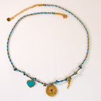 Olivenorma Colorful Braided Rope Natural Stone Pendant Necklace