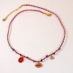 Olivenorma Colorful Braided Rope Natural Stone Pendant Necklace