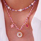 Olivenorma Colorful Braided Rope Natural Stone Pendant Necklace