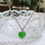 Olivenorma Natural Crystal Heart Cut Titanium Steel Necklace