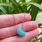 Olivenorma Natural Crystal Moon Cut Stainless Steel Necklace