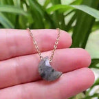 Olivenorma Natural Crystal Moon Cut Stainless Steel Necklace