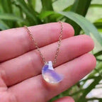 Olivenorma Natural Crystal Moon Cut Stainless Steel Necklace