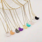 Olivenorma Natural Crystal Moon Cut Stainless Steel Necklace