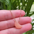 Olivenorma Natural Crystal Moon Cut Stainless Steel Necklace